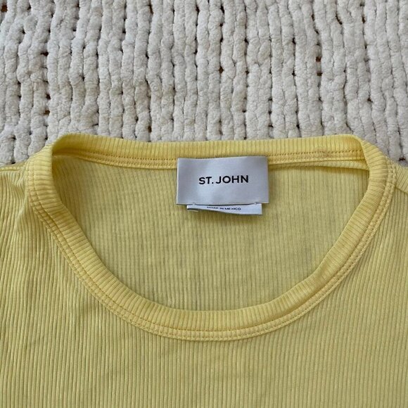St John Butter Yellow Ribbed T-Shirt - Size M - Picture 2 of 5